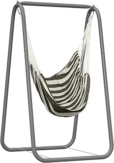 YOXIER Hammock Chair with Stand,Hammock Chair Stand, Hammock Stand for Outside,220lbs Weight Capacity Swing Stand, Heavy Duty A-Frame Swing, Single Swing Frame for Yoga Hammock Saucer Baby Porch Swin
