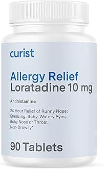 Curist Loratadine 10mg - 90 Count - All Day Non Drowsy Allergy Medicine - 24 Hour Antihistamine Tablets for Runny Nose, Itchy Eyes, & Sneezing - Indoor & Outdoor Allergy Medicine for Adults