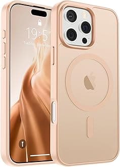 SUPFINE Magnetic for iPhone 16 Pro Max Case (Compatible with MagSafe) (10 FT Military Grade Drop Protection) Slim Translucent Matte Shockproof with Anti-Fingerprint Phone Case, Sand Pink