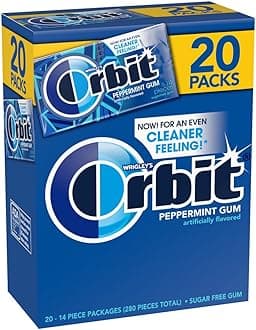 ORBIT Peppermint Chewing Gum Sugar-Free, 20 Packs of 14-Pieces (280 Total) - ORBIT Gum Bulk