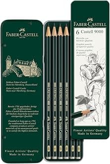 Faber-Castell - Castell 9000 Art Set Pencil (Pack of 6), Green