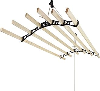 Clothes Airer Ceiling Pulley Maid Traditional Mounted Clothing Dryer 6 Lath Laundry Drying Rack Rail 1.2m Black