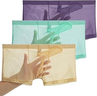 Men's See Through Mesh Trunks Underwear Seperate Elephant Nose Boxer Briefs