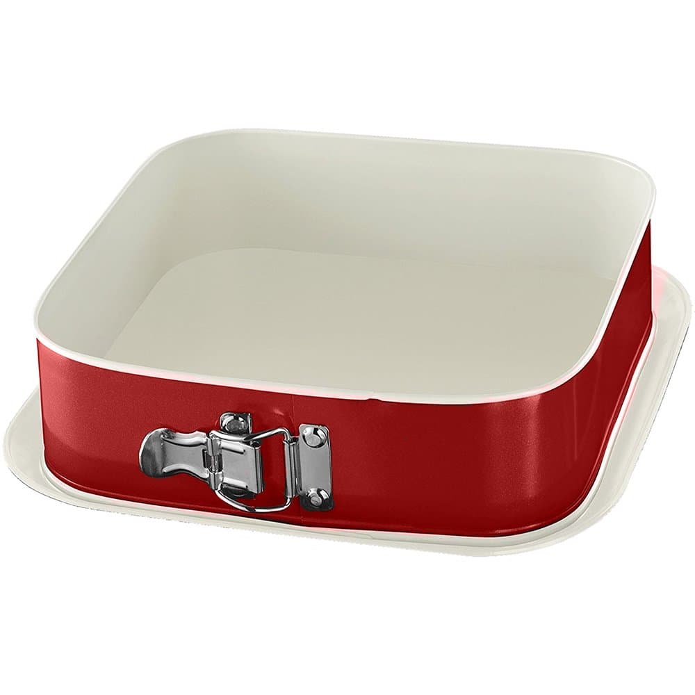 ALPFA Springform pan Square Creme, Ceramic, Red/Crème, 24 x 24 x 7 cm