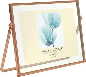 MIMOSA MOMENTS Rose Gold Metal Floating 4x6 Picture Frames, Display 4x6 horizontal Photo