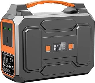 Powkey 100W Portable Power Station 99Wh/ 27000mAh Camping Power Pack,Solar generator with AC/DC/USB/Type C Outlet for Outdoors Camping Travel Fishing Emergency Power Supply Backup Orange