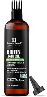 Botanic Hearth Biotin Hair Oil For Hair Growth Infused With Coffee Bean Oil & Argan Oil | Hair Strenghtening Treatment | Nourishing & Volumizing | Non GMO Verified | 6.7 fl oz