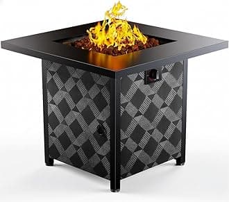 Propane Fire Pit Table, 32Inch Gas Outdoor Fire Pit Table CSA-Certified for Outside Patio with Lava Rocks, Add Warmth and Ambience to Parties, Backyard, Garden, 50,000 BTU
