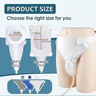 Wearable Urine Collection Set with 2 Drainage Bags (1000ml/2000ml), Reusable Silicone Urine 1.2M Catheter Bag for Men Black