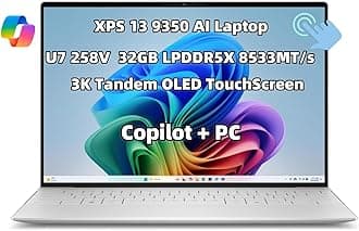 New XPS13 9350 AI Copilot + Laptop 13.4" 3K OLED Touch Screen Ultra 7 Processor 258V Series 2 32GB LPDDR5X, 8533MT/s RAM 2TB SSD Backlit Keyboard Fingerprint Reader WiFi 7 Thunderbolt 4 Win 11 Pro