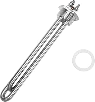 DERNORD 12V 200W Immersion Heater Submersible Water Heater Element Stainless Steel Heating Element with 1 Inch NPSM Fitting Double U Type
