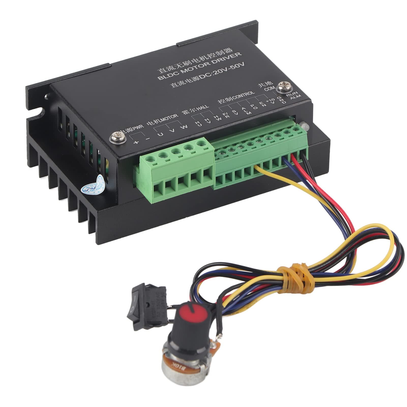 WS55-220 DC Brushless Motor Controller, 48V 500W, High Speed Spindle BLDC Driver, Analog Speed Regulation, 3.74x2.36x1.38 Inch