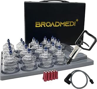Premium Cupping Therapy 19 Cups Set, Including Pump Handle, Extension Tube, Massage Sticks, Made in Korea