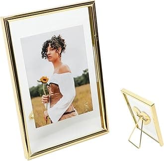 AhaGo Gold Floating Frame (4"x6",Vertical) with Romantic Heart, For Picture 3x5, 2x3,1x2, Tabletop Shelf Photo Frame, Classy Gift For Festival, Home or Wedding…