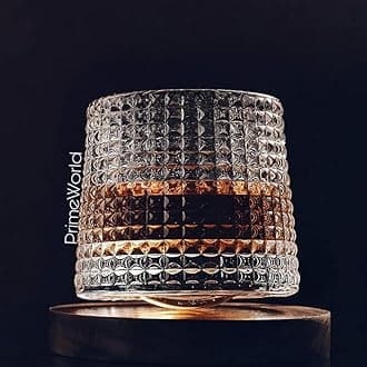 Diamond Dancing Whiskey Glass Set of 6 Pcs with Rotable Bottom- Spining Glasses-170 ml Bar Glass for Drinking Bourbon, Whisky, Scotch, Cocktails, Cognac- Old Fashioned Tumblers