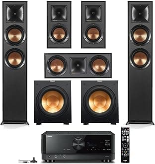 Reference 5.2 Home Theater System, Bundle 2X R-625FA Floorstanding 2X R-12SW Subwoofer, R-52C Center, R-41M Bookshelf Speakers, and Yamaha RX-V6A 7.2-Channel AV Receiver