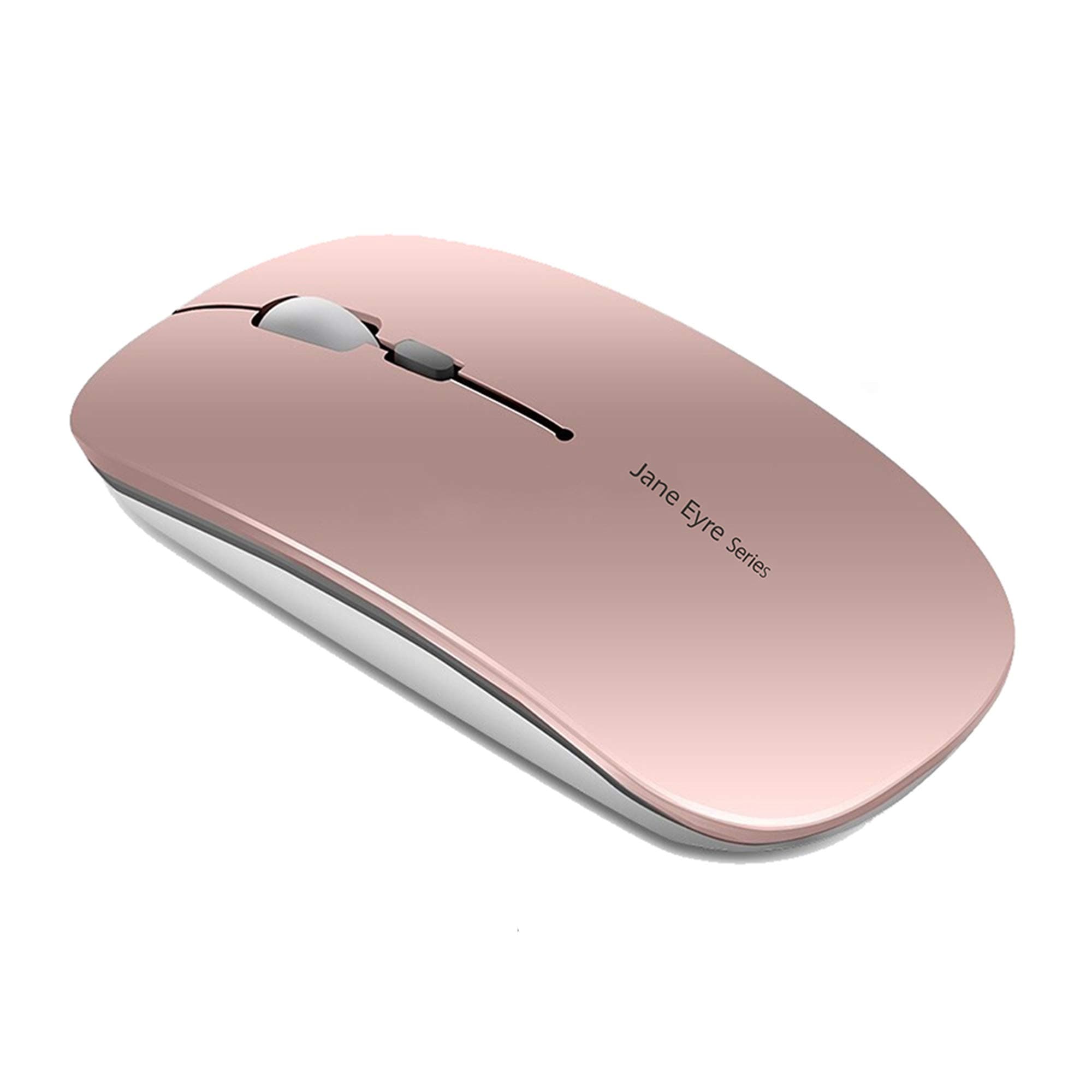 Uciefy Q5 Slim Rechargeable Wireless Mouse, 2.4G Portable Optical Silent Ultra Thin Wireless Computer Mouse with USB Receiver and Type C Adapter, Compatible with PC, Laptop, Desktop (Rose Gold)