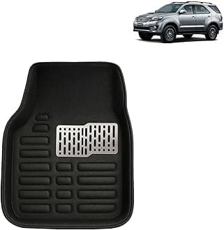 KINGSWAY® 4D Car Floor Foot Mats Compatible with Toyota Fortuner (Year 2008-2017) - Complete Set of 4 Pieces, Top-Notch PVC Material, Washable, Black