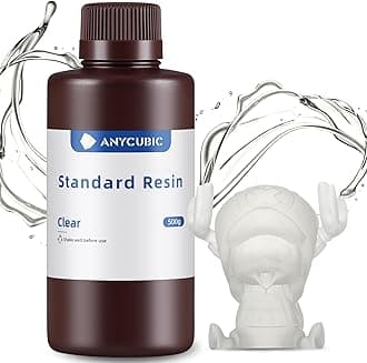 ANYCUBIC 3D Printer Resin, 405nm SLA UV-Curing Resin with High Precision and Quick Curing & Excellent Fluidity for LCD 3D Printing (Clear, 500g)