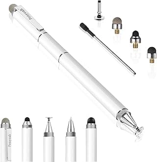 Stylus for Touch Screens - DIY [4-in-1] High Sensitivity and Precision Disc Stylus Pen Universal for iPad iPhone Tablets All Capacitive Touch Screens with 4 Replacement Tips - White