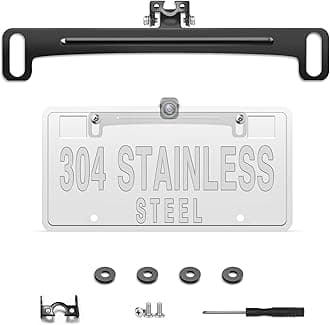 Pixelman Universal Car Rear View Camera License Plate Bracket, Upgraded Full Stainless Steel Backup Camera Mount, Dash Cam Mirror Accessory, Only Installation Holder