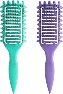Curl Defining Brush,2024 Curly Hair Brush,Vented Hair Brush for Detangling, Shaping and Defining Curls For Women and Men Less Pulling (Green Purple)