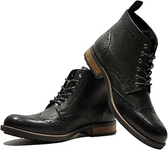LEATHER BROGUE LACE-UP BOOT FOR MEN