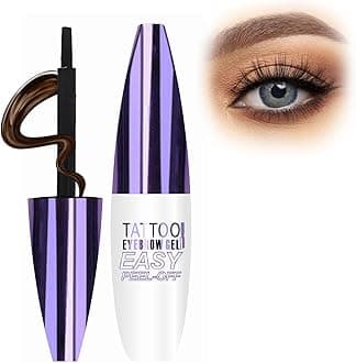 Peel Off Eyebrow Gel, Light Brown Tattoo Eyebrow Gel Easy Peel Off for Women, Up to 3 Days Waterproof & Long Lasting Brow Color, Easy Application for Fuller & Defined Looking Brows (02#)