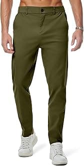 JMIERR Men's Chino Pants Casual Stretch Waist Tapered Trousers with Pockets