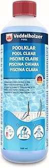 Veddelholzer Pool Clear. Crystal clear for pool, whirlpool & paddling pool. Optimal pool & whirlpool accessories against cloudy pool water. Suitable for all filter types and systems.