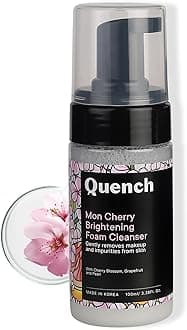 QUENCH BOTANICS Quench Brightening Foam Cleanser with Cherry Blossom Radiance | Korean Face Wash for Glowing Skin | Removes Makeup, Dirt & Impurities | Brightens Dull Skin | Made in Korea (100ml)