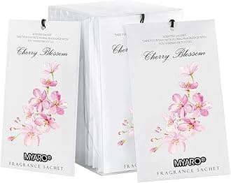 MYARO 12 Packs Cherry Blossom Scented Sachets for Drawer and Closet, Long-Lasting Sachets Bags Air Freshener, Fresh Scents Potpourri Bags Home Fragrance for Lover