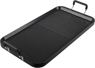 Vayepro 2-In-1 Stove Top Flat Griddle, 20 Inch 2 Burner Grill Griddle Pan for Glass Stove, Pancake Griddle,Non-Stick Double Griddle Grill for Gas/Camping
