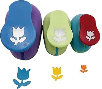 Worldoor 3 Pcs Punch 1.5-Inch 1-Inch 5/8-Inch Paper Punchers Scrapbook Crafts Paper Punch (Tulip)