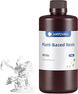 ANYCUBIC 3D Printer Resin with Low Odor and Safety, 405nm UV Plant-Based Rapid Resin 2.0 with High Precision and Quick Curing for LCD 3D Printing (White, 1000g)