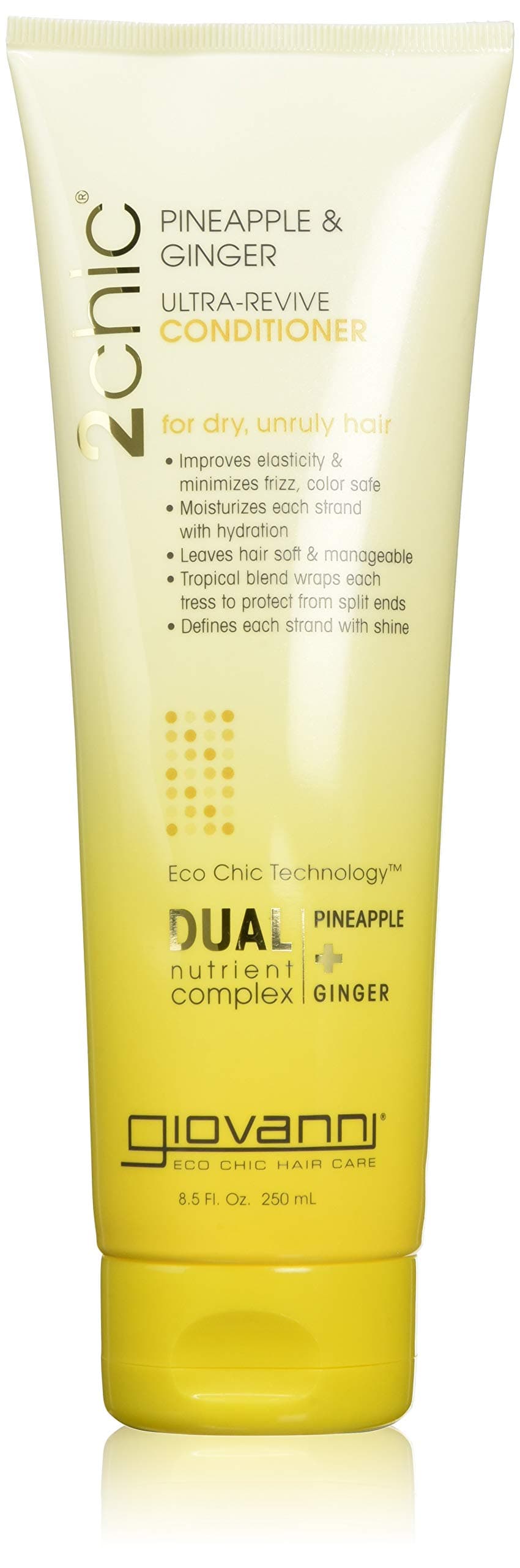 GIOVANNI 2chic Ultra-Revive Conditioner - Moisturizing Conditioner with Pineapple & Ginger, Coconut, Guava, & Aloe Vera Helps Dry Unruly Hair, Paraben Free, Color Safe - 8.5 oz