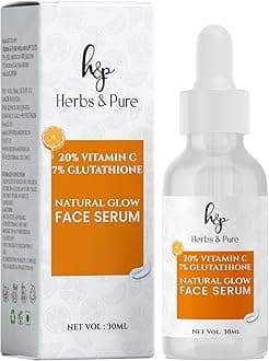 Natural Glow 20% Vitamin C & 7% Glutathione Face Serum For Glowing Skin, All Skin Types, Women & Men, 30ML