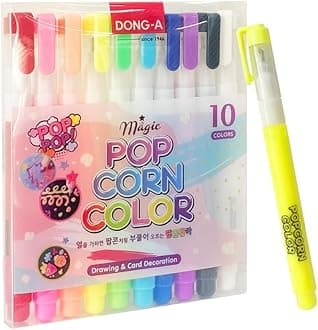 ADDY & PLUSY Dong-A Magic Popcorn Color Pen 5 colors 3D Decorating Cards,Drawing, Small Art