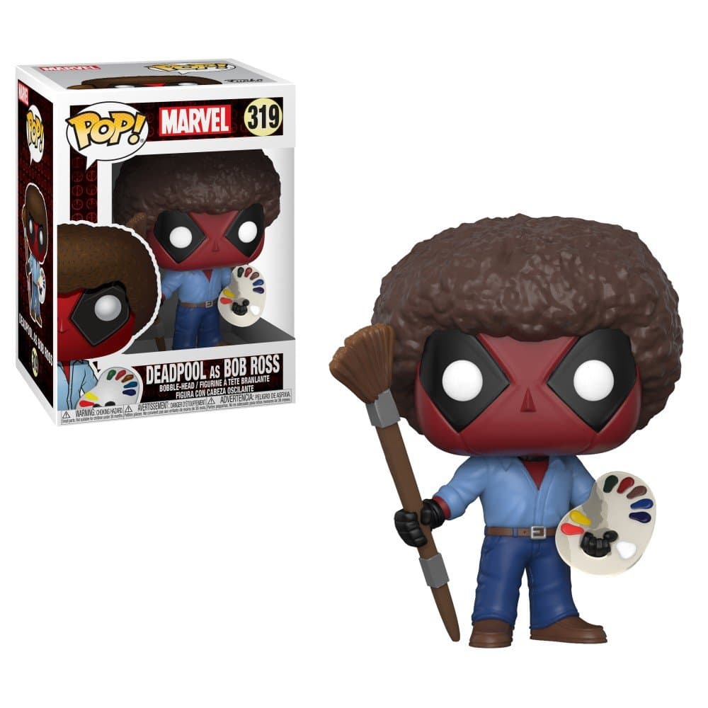 Deadpool Bob Ross Playtime 70s with Afro POP! Bobble Figure - Deadpool + Bob Ross - Collectible Vinyl Figure - Gift Idea - Official Merchandise - for Kids & Adults - Movies Fans