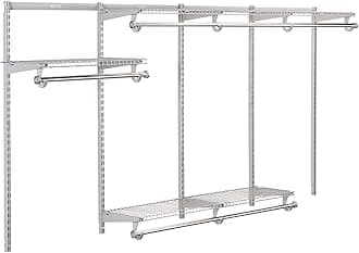 Configurations Custom Closet Kit 4-8 Ft. Adjustable Metal Wire Shelving Titanium Finish Expandable Organization System Hardware Included for Home Closet/Pantry/Laundry/Mudroom