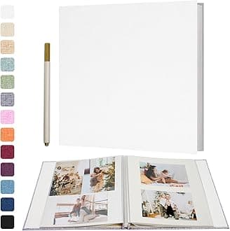 Large Photo Album Self Adhesive for 4x6 5x7 8x10 Pictures Scrapbook Album DIY Scrap Book 40 Sticky Pages with A Metallic Pen