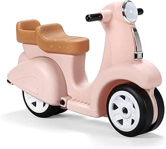"Step2 Ride Along Scooter � Rose Pink � Ride On Toy with Vintage-Style Design, Foot-to-Floor Toddler Scooter with Four Wheels for Extra Stability"