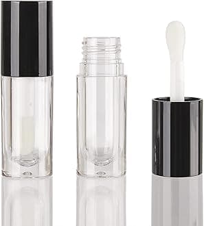 50pcs Empty Black 6ml big doe foot wand lip gloss tubes Round Chunky lipgloss tubes containers wholesale with thick large brush