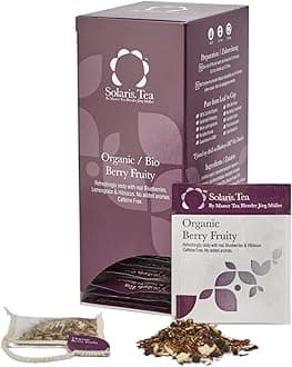 Solaris Tea - Organic Berry Fruity Tea | 100% Organic Whole Leaf Tea | Certified Vegan | 40x Biodegradable Stitched Teabags, (1 x 80 g)