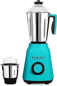 FLEXY® 2-IN-1 Mixer Grinder 800W Blender | Spice Grinding, Smoothie Making, Food Chopping & Juicing | Includes 2 Stainless Steel Jars (1.5L & 0.5L) | Ergonomic Grip & Overload Protector (Green)