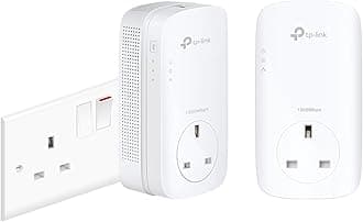 TP-Link TL-PA8010PKIT 1-Port Gigabit Passthrough Powerline Adapter Starter Kit, Powerline Network Adapters Speed up to 1300 Mbps, HD Video Streaming and Online Gaming, No Configuration Required