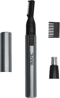 Wahl Micro Groomsman Personal Pen Trimmer & Detailer for Hygienic Grooming with Rinseable, Interchangeable Heads for Eyebrows, Neckline, Nose, Ears, & Other Detailing - 05640-600