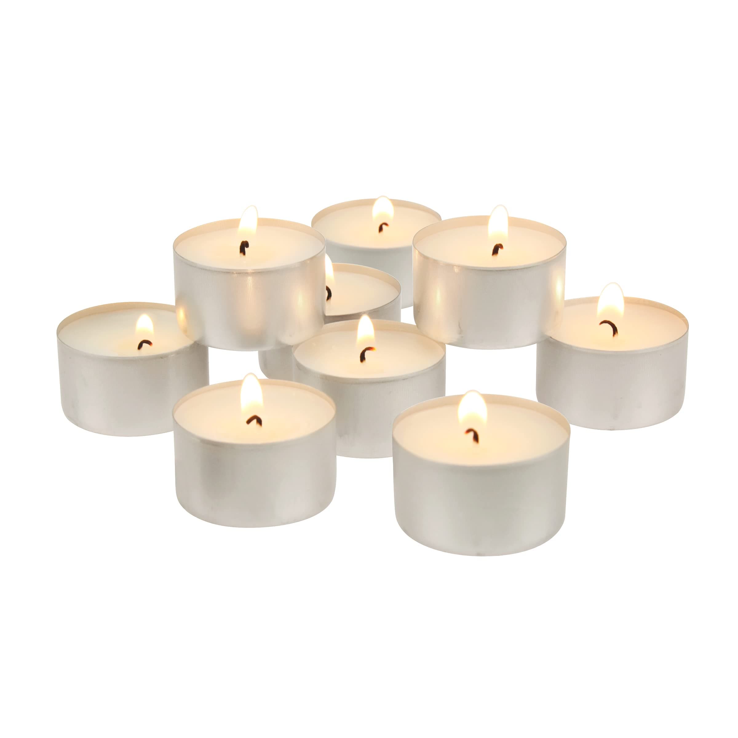 Unscented Long Burning White Tealight Candles, Bulk Pack, 6-7 Hour Burn Time, Smokeless Tealights for Parties, Weddings, Home, 100 Count