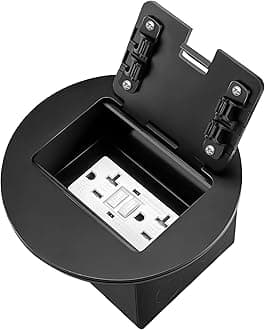 Recessed Floor Outlet Box with 20 Amp GFCI Tamper Resistant TR Receptacle Electrical Floor Outlet Kit (GFCI, Black)