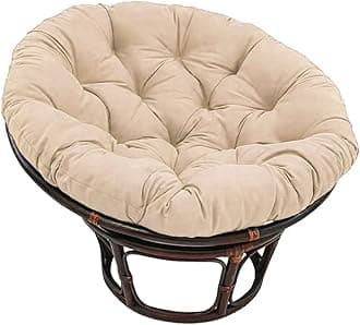 Large Round Papasan Chair Cushion, Thick Outdoor Rocking Chair Cushion, Rattan Hanging Basket Cushion, Egg Nest Replacement Pad(Khaki,60 * 60cm)